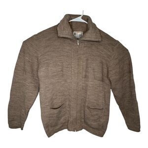 Vintage London Fog Zip Up Chunky Knit‎ Sweater Cardigan Mens Large Grandpa USA